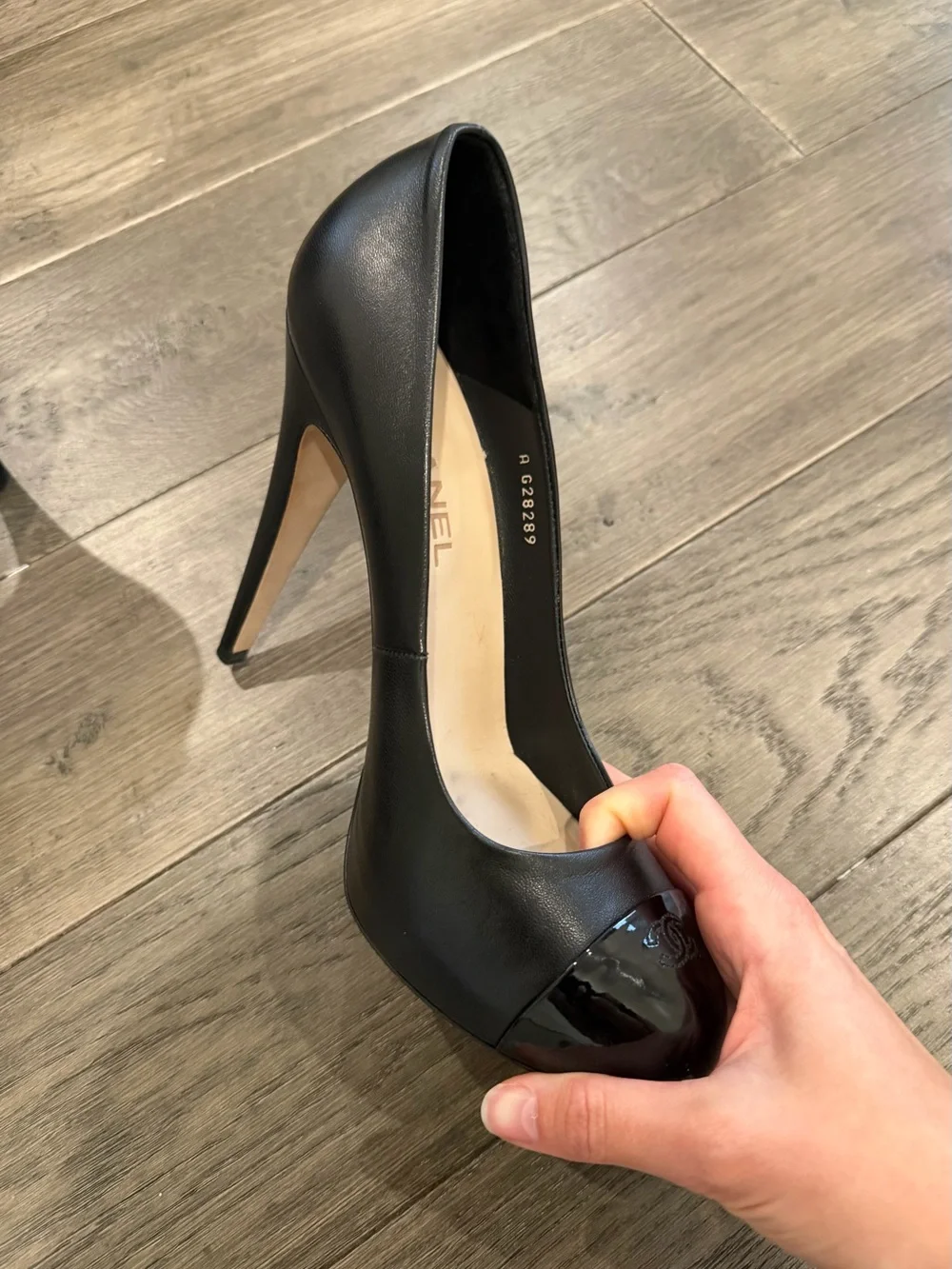 Authentic CHANEL Black Leather Pump